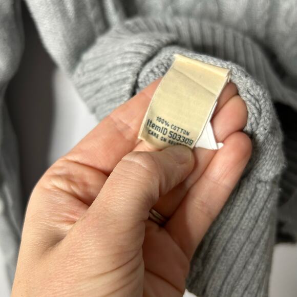 Vintage L.L. Bean Cable Knit Crewneck Sweater Women's Small Gray Fisherman - Picture 7 of 7